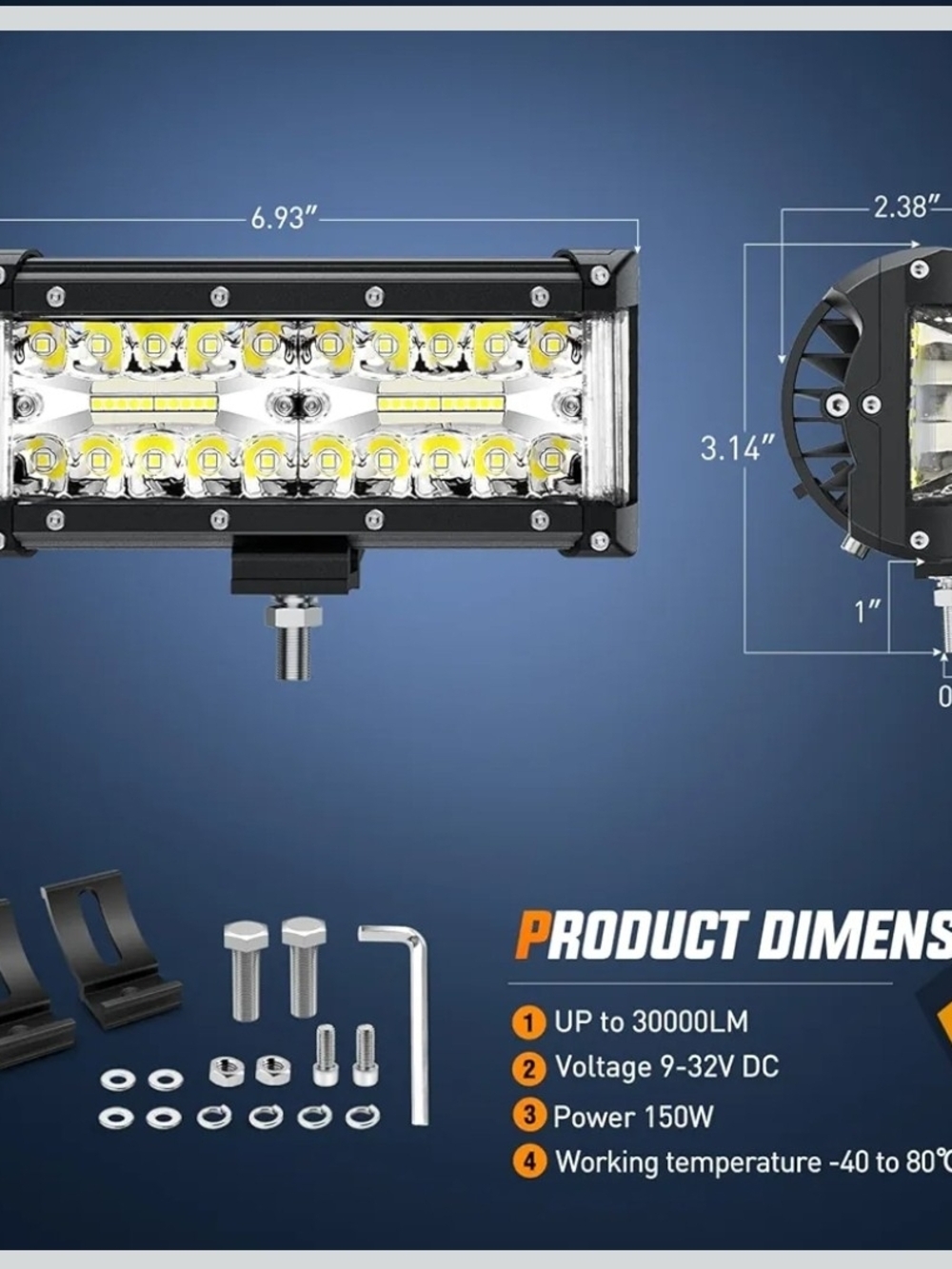 Nilight 7” Side Shooter LED Light Bars 2PC Spot Flood Kit w/ Harness - Picture 5 of 8